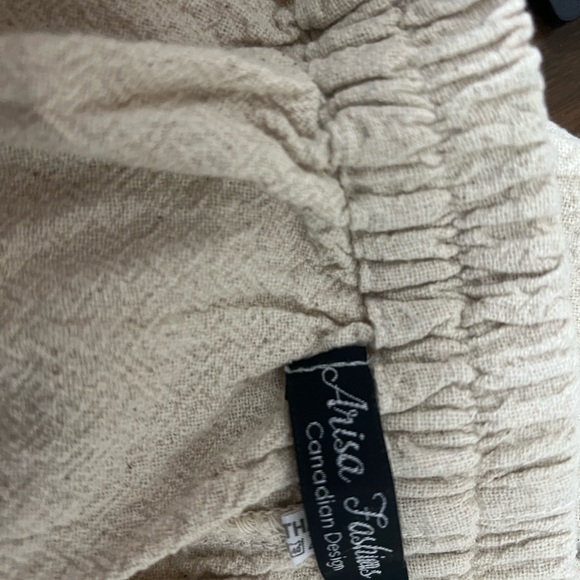 Women’s Casual Drawstring Linen-Blend Pants in Beige - Picture 3 of 3